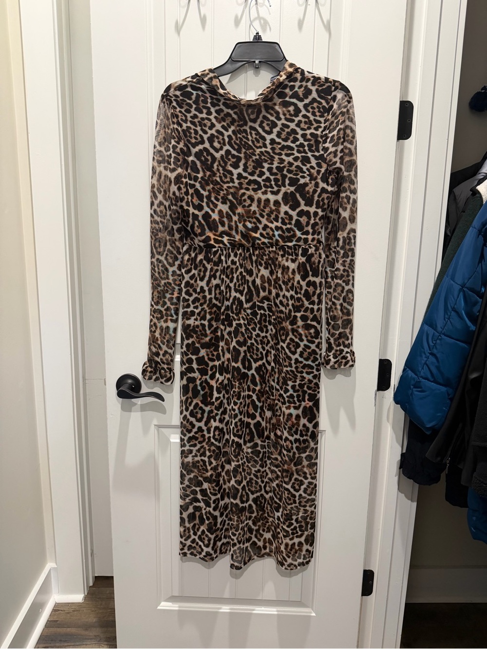 one clothing Leopard Print Long Sleeve Midi Dress - Brown/Black